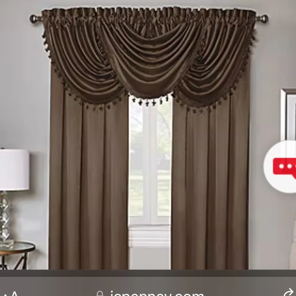 Regal Home Regency Valance Rod Pocket Waterfall Valance in cream set of 3